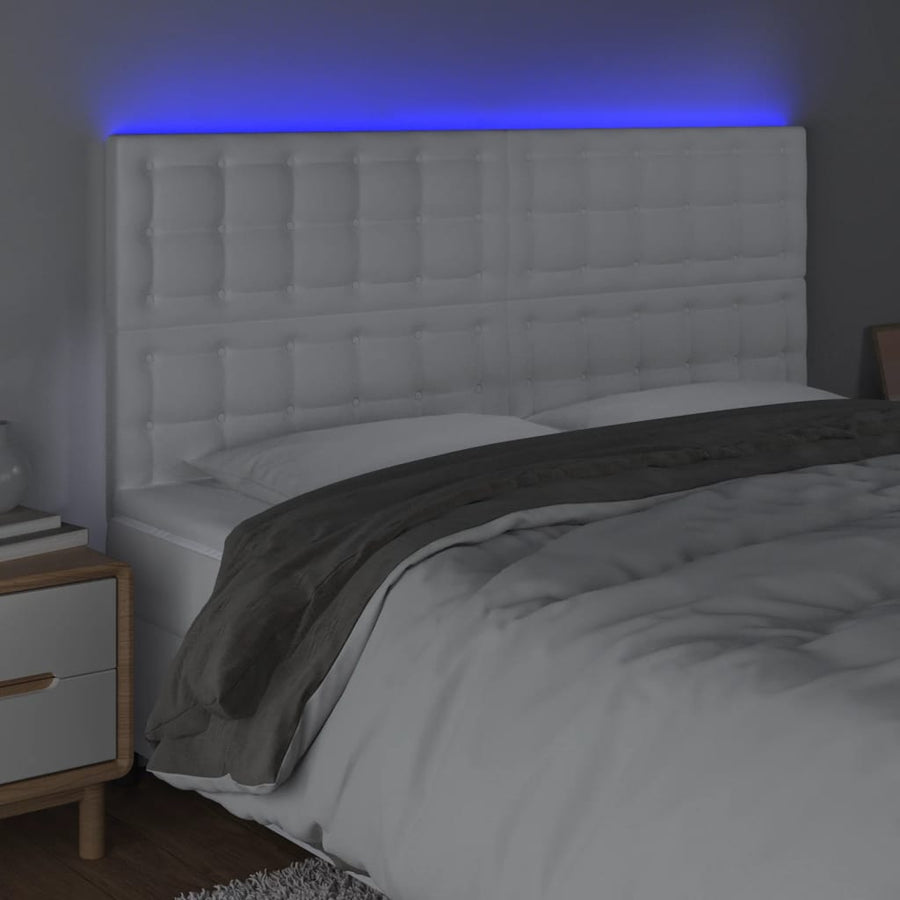 Hoofdbord Led Kunstleer 180 x 5 x 118/128 cm Wit