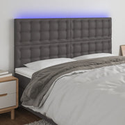 Hoofdbord 180x5x118/128 cm kunstleer grijs LED