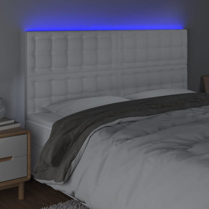 Hoofdbord Led Kunstleer 200 x 5 x 118/128 cm Wit