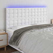 Headboard LED 200x5x118/128 cm faux leather white