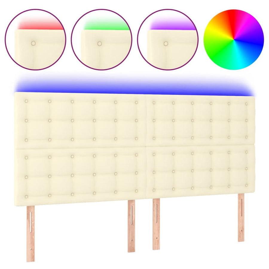 Hoofdbord Led Kunstleer Kleurig 200 x 5 x 118/128 cm Crème