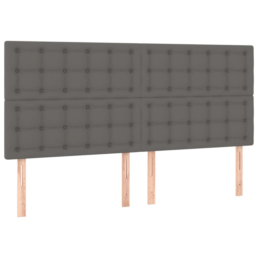Hoofdbord Led Kunstleer 200 x 5 x 118/128 cm Grijs
