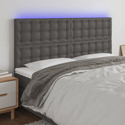 Headboard LED 200x5x118/128 cm faux leather grey