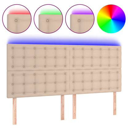 Hoofdbord Led Kunstleer Kleurig 200 x 5 x 118/128 cm Cappuccino