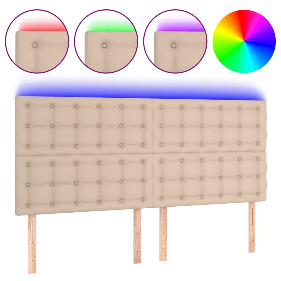 Hoofdbord Led Kunstleer Kleurig 200 x 5 x 118/128 cm Cappuccino