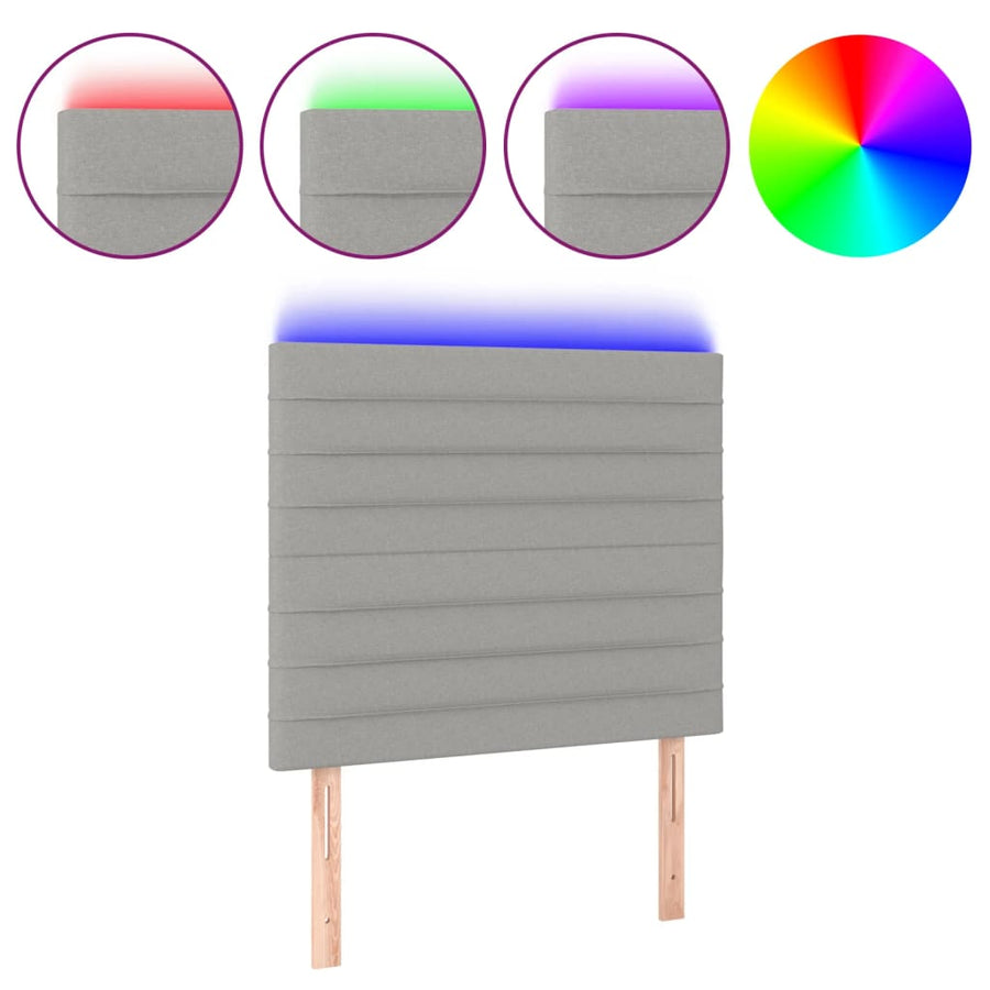 Hoofdbord LED 80x5x118/128 cm stof lichtgrijs 80 x 5 x 118/128 cm Lichtgrijs