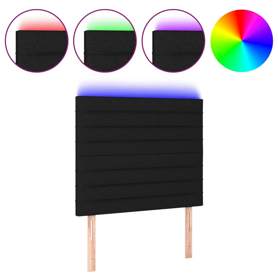 Hoofdbord Led Stof 80 x 5 x 118/128 cm Zwart
