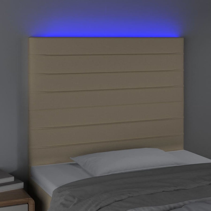Hoofdbord Led Stof Kleurig 80 x 5 x 118/128 cm Crème