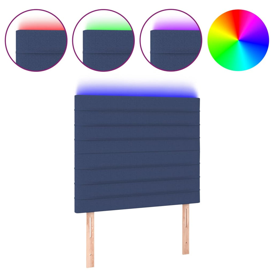 Hoofdbord Led Stof 80 x 5 x 118/128 cm Blauw