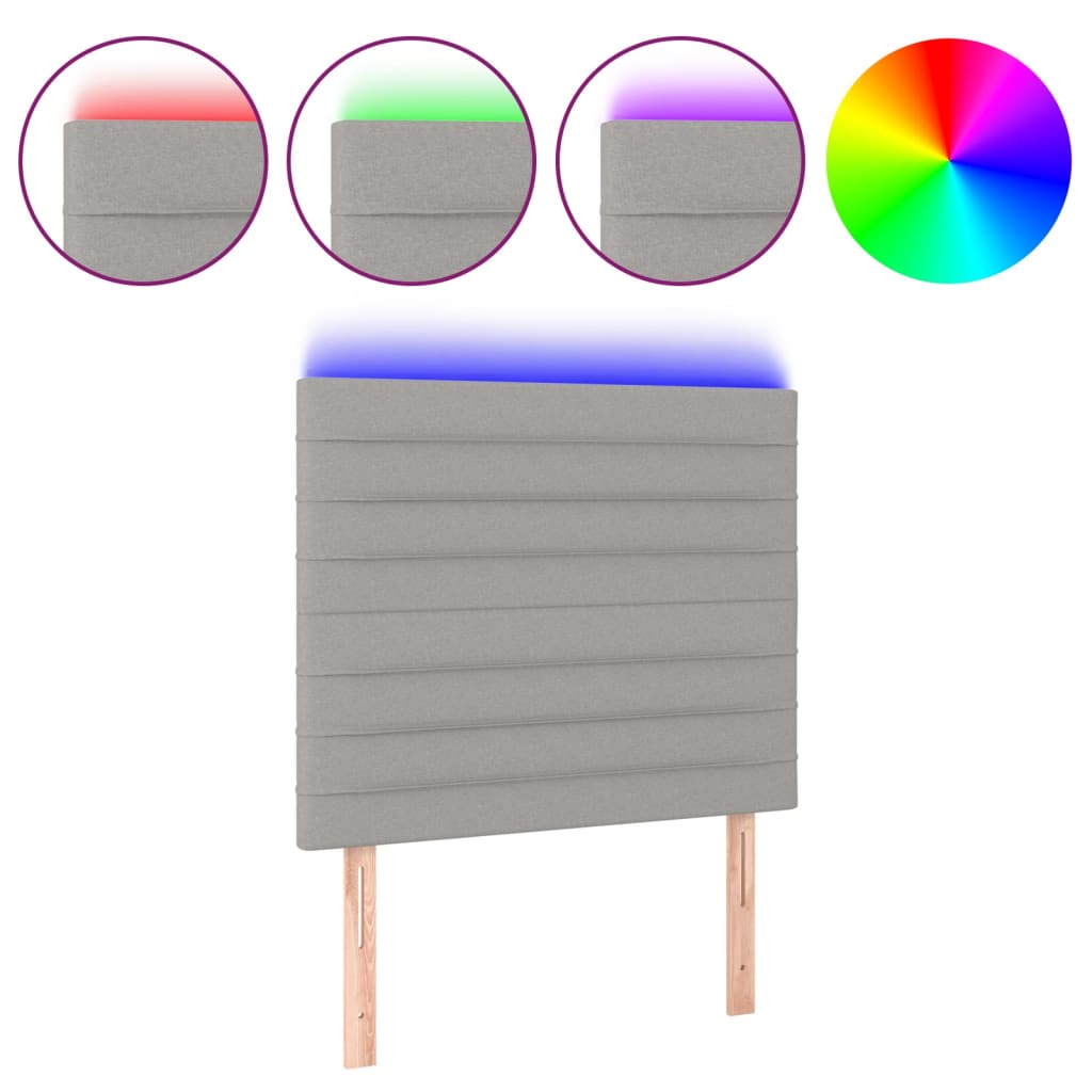 Hoofdbord LED 90x5x118/128 cm stof lichtgrijs 90 x 5 x 118/128 cm Lichtgrijs