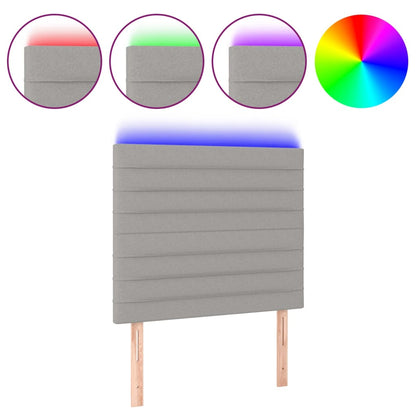 Hoofdbord LED 90x5x118/128 cm stof lichtgrijs 90 x 5 x 118/128 cm Lichtgrijs
