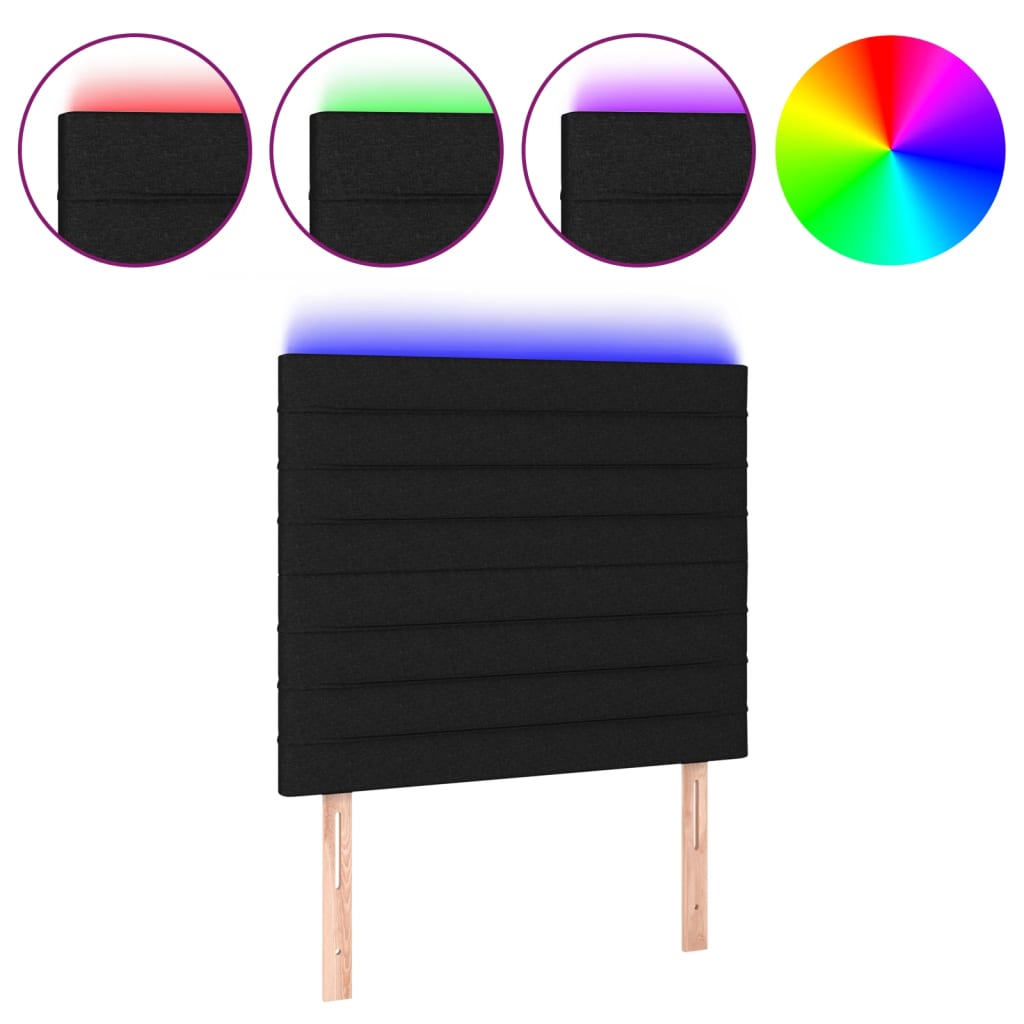 Hoofdbord LED 90x5x118/128 cm stof zwart 90 x 5 x 118/128 cm Zwart