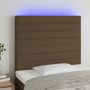 Hoofdbord 90x5x118/128 cm stof donkerbruin LED