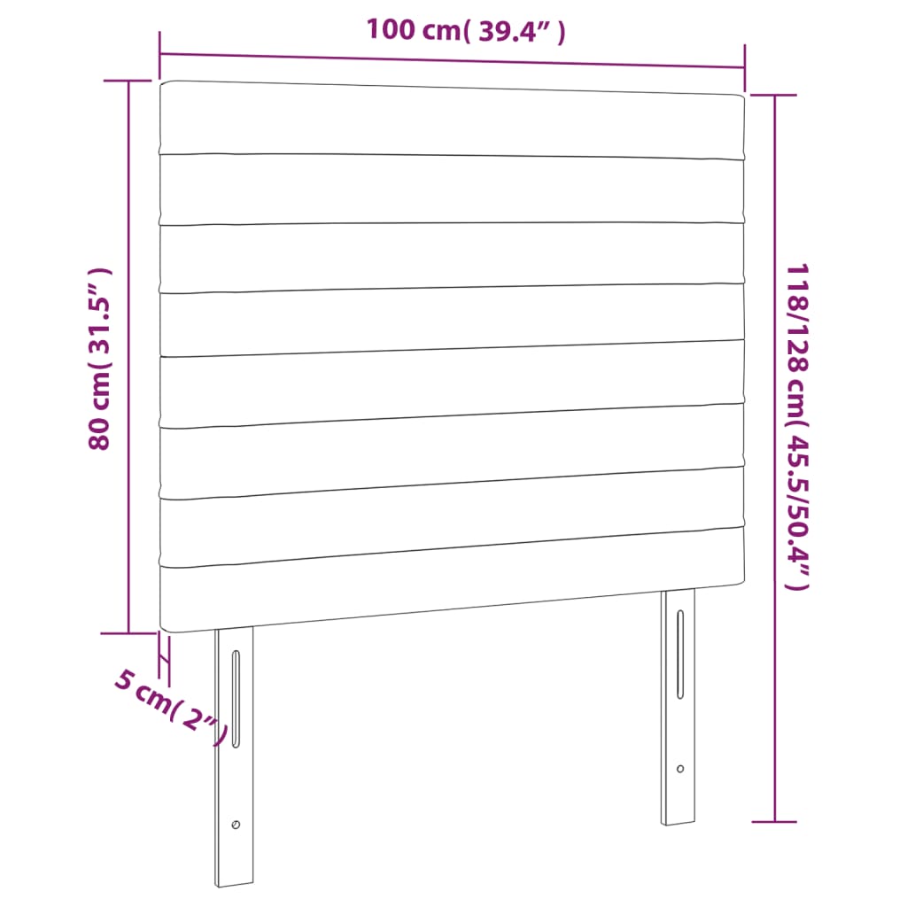 Hoofdbord LED 100x5x118/128 cm stof zwart 100 x 5 x 118/128 cm Zwart
