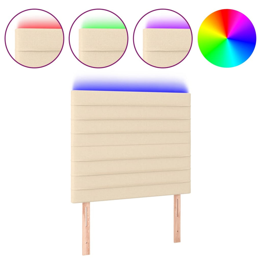 Hoofdbord Led Stof Kleurig 100 x 5 x 118/128 cm Crème
