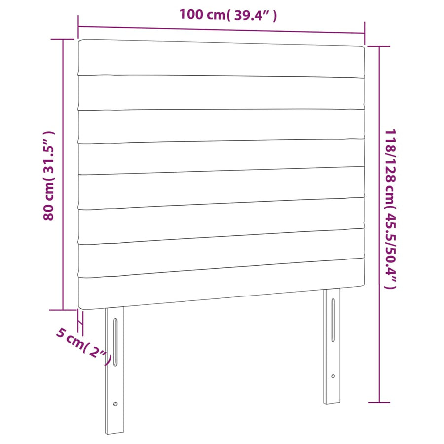 Hoofdbord Led Stof Kleurig 100 x 5 x 118/128 cm Crème