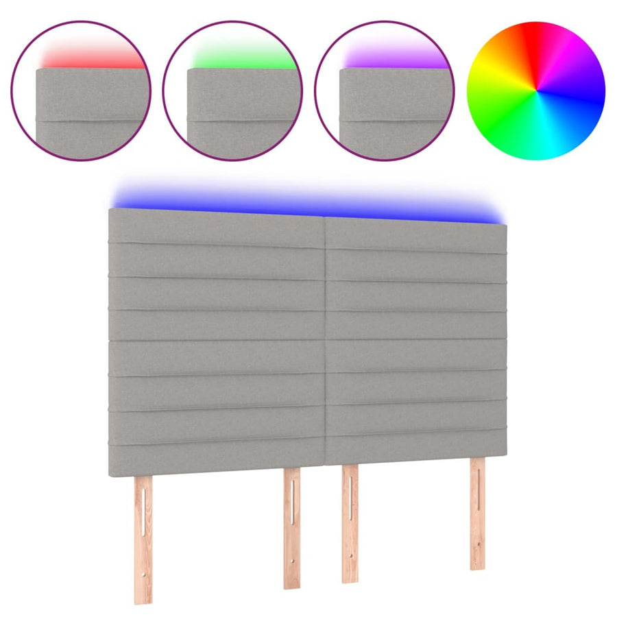 Hoofdbord LED 144x5x118/128 cm stof lichtgrijs 144 x 5 x 118/128 cm Lichtgrijs