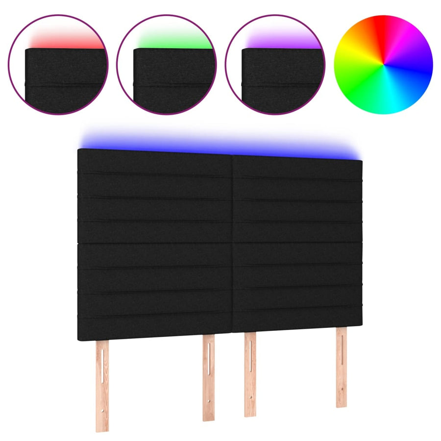 Hoofdbord Led Stof 144 x 5 x 118/128 cm Zwart