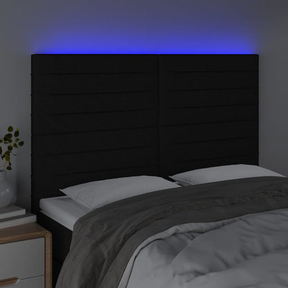 Hoofdbord Led Stof 144 x 5 x 118/128 cm Zwart