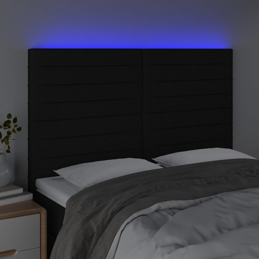 Hoofdbord Led Stof 144 x 5 x 118/128 cm Zwart
