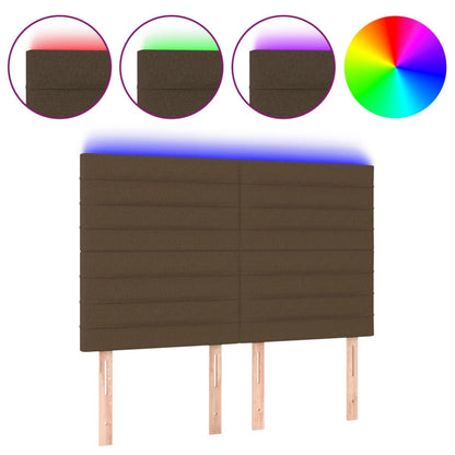 Hoofdbord LED 144x5x118/128 cm stof donkerbruin 144 x 5 x 118/128 cm Donkerbruin