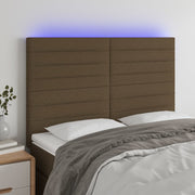 Hoofdbord 144x5x118/128 cm stof donkerbruin LED