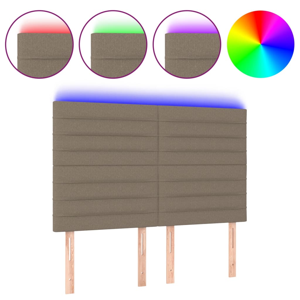 Hoofdbord Led Stof 144 x 5 x 118/128 cm Taupe