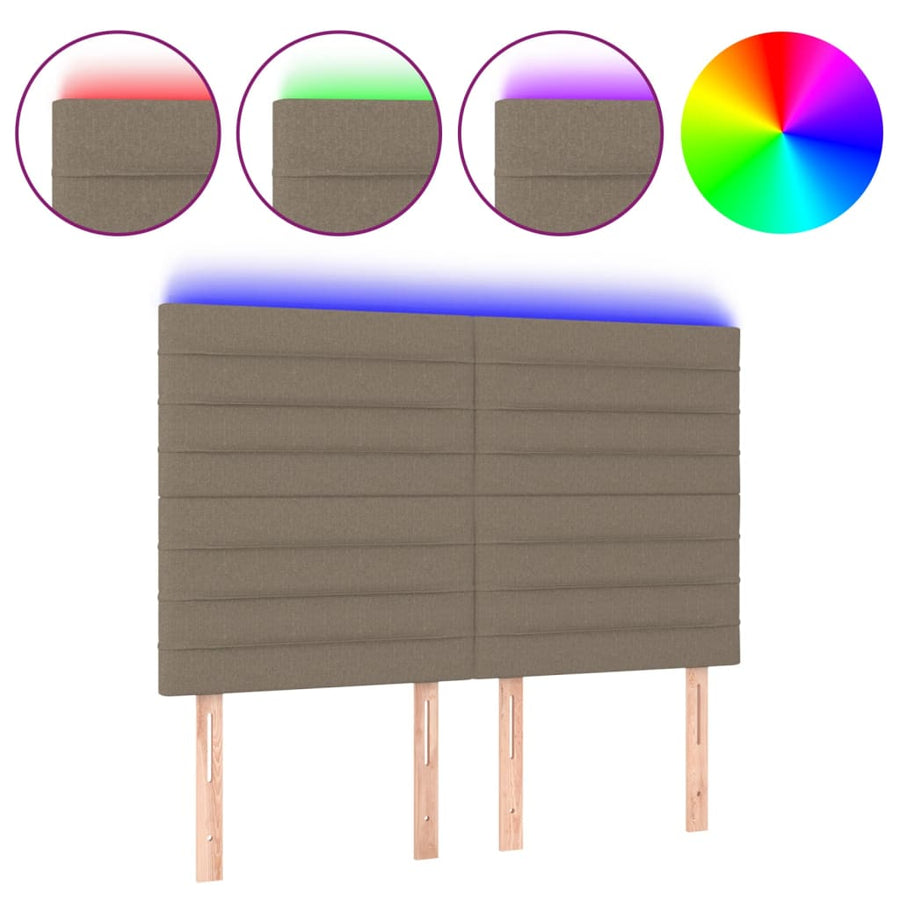 Hoofdbord Led Stof 144 x 5 x 118/128 cm Taupe