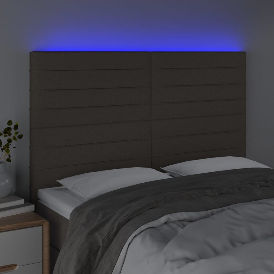 Hoofdbord Led Stof 144 x 5 x 118/128 cm Taupe