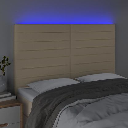 Hoofdbord LED 144x5x118/128 cm stof crèmekleurig 144 x 5 x 118/128 cm Crème