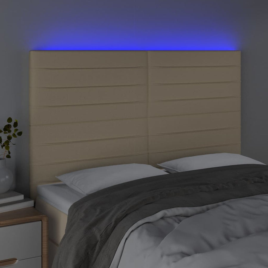 Hoofdbord LED 144x5x118/128 cm stof crèmekleurig 144 x 5 x 118/128 cm Crème