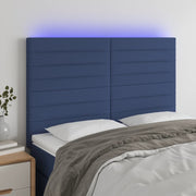 Hoofdbord 144x5x118/128 cm stof blauw LED
