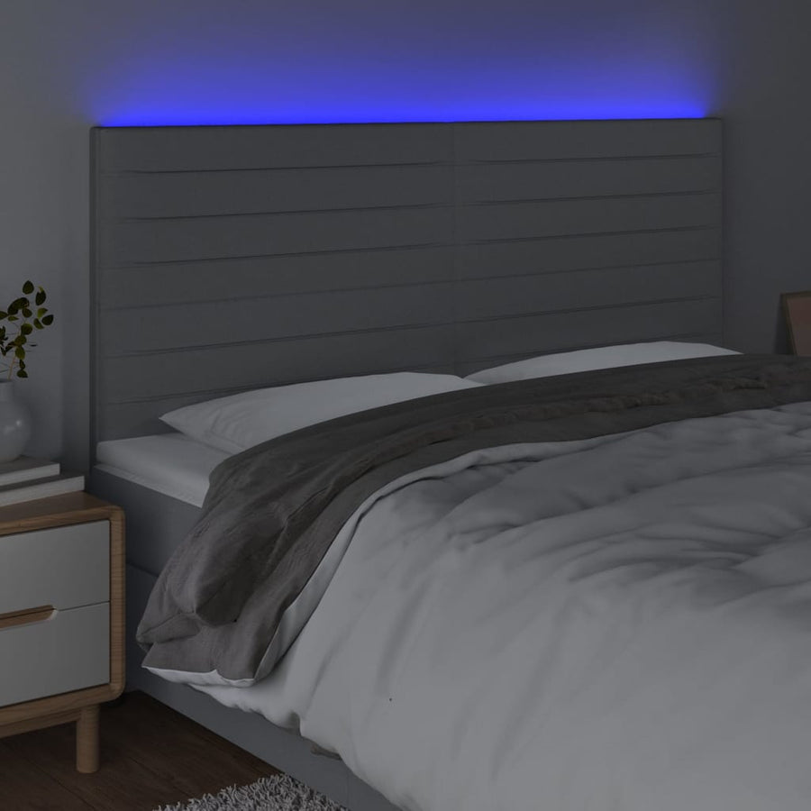 Hoofdbord LED 160x5x118/128 cm stof lichtgrijs 160 x 5 x 118/128 cm Lichtgrijs