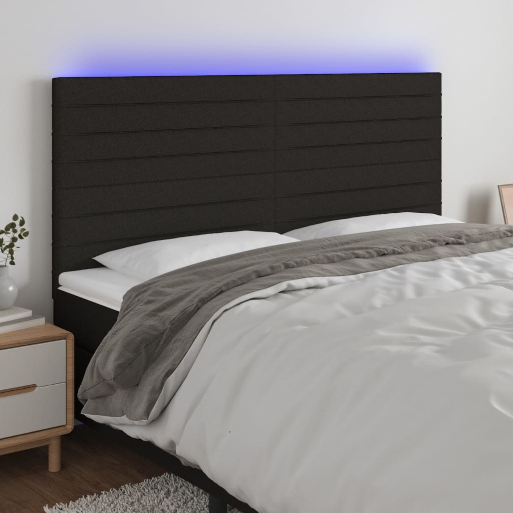 Hoofdbord Led Stof 160 x 5 x 118/128 cm Zwart