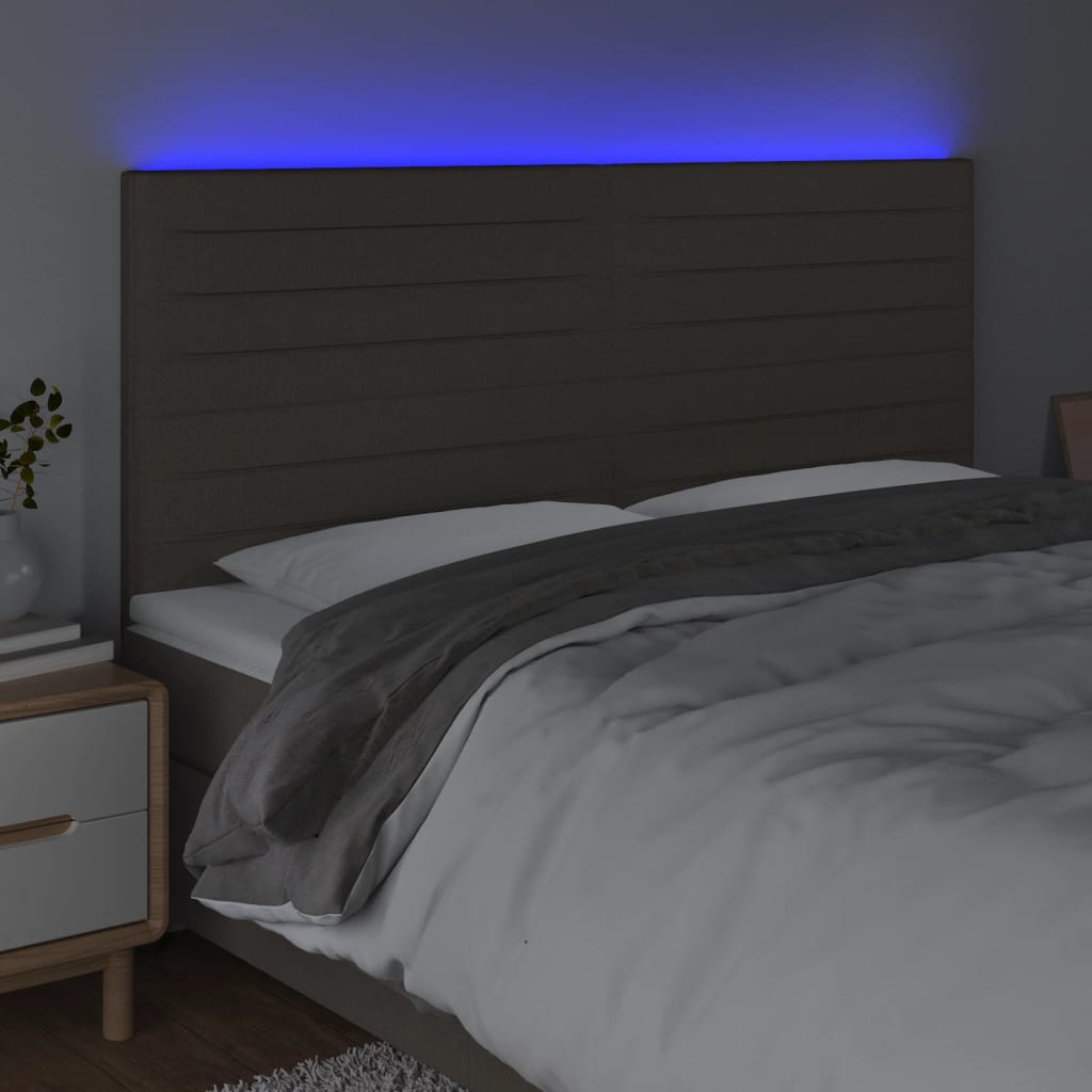 Hoofdbord Led 160X5X118/128 Cm Stof Taupe 160 x 5 x 118/128 cm