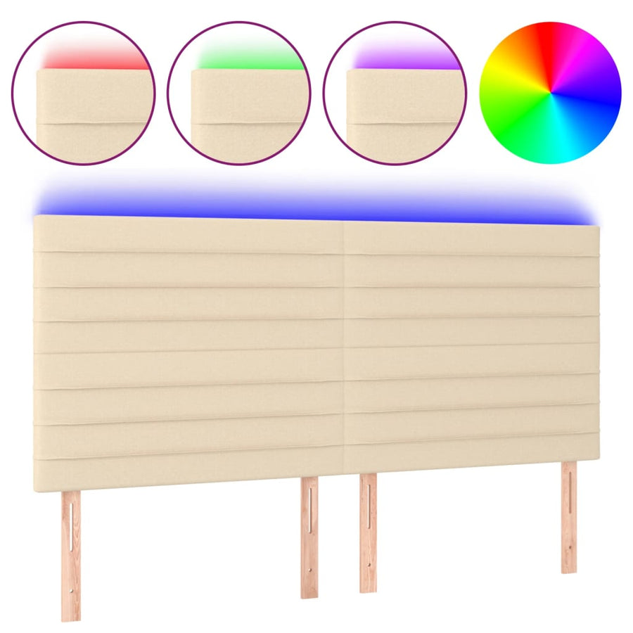 Hoofdbord Led Stof Kleurig 160 x 5 x 118/128 cm Crème