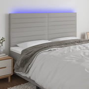 Hoofdbord 180x5x118/128 cm stof lichtgrijs LED