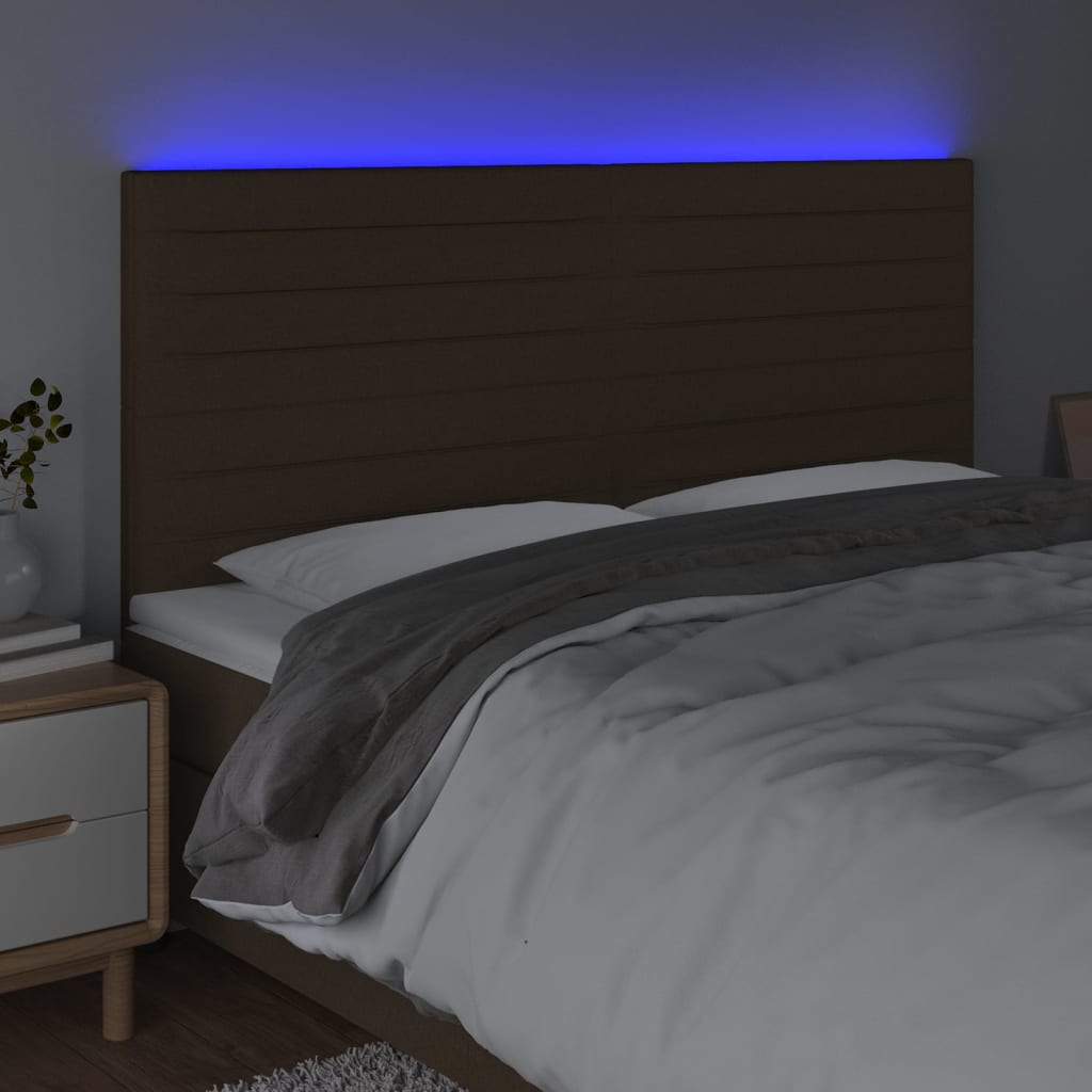 Hoofdbord Led Stof 180 x 5 x 118/128 cm Donkerbruin