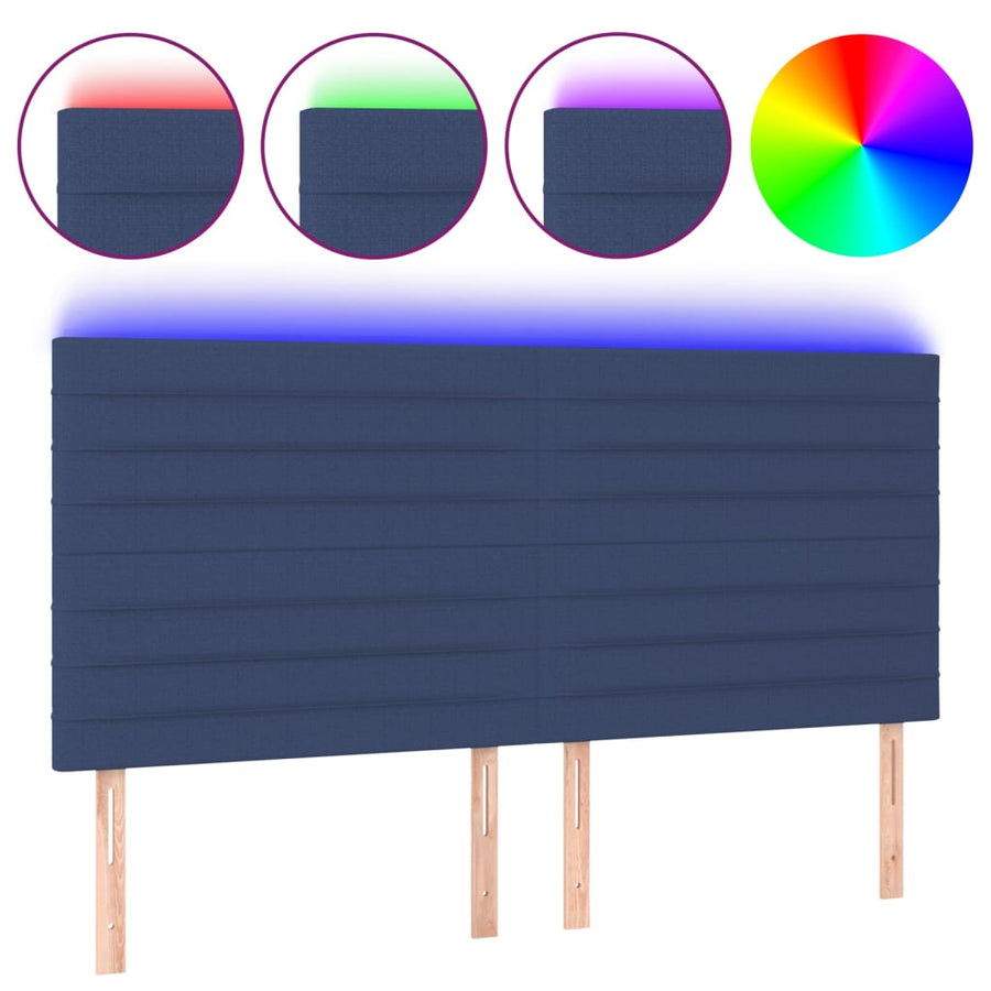 Hoofdbord Led Stof 180 x 5 x 118/128 cm Blauw