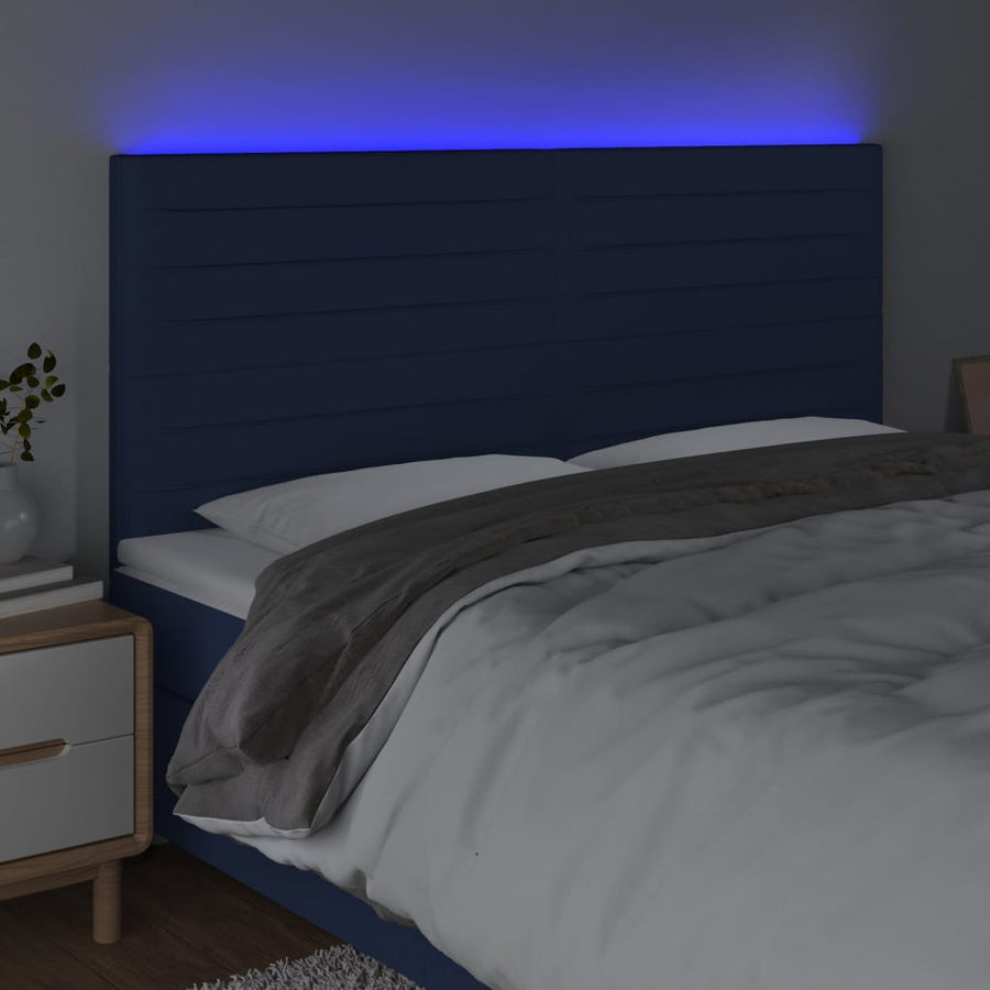 Hoofdbord Led Stof 180 x 5 x 118/128 cm Blauw