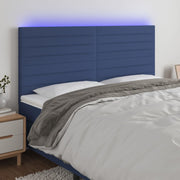 Hoofdbord 180x5x118/128 cm stof blauw met LED