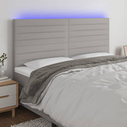 Hoofdbord LED 200x5x118/128 cm stof lichtgrijs