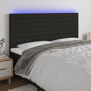 Hoofdbord 200x5x118/128 cm stof zwart met LED