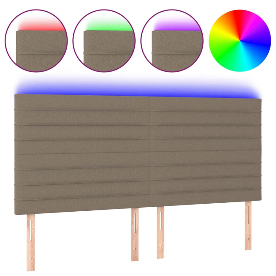 Hoofdbord LED 200x5x118/128 cm stof taupe 200 x 5 x 118/128 cm Taupe