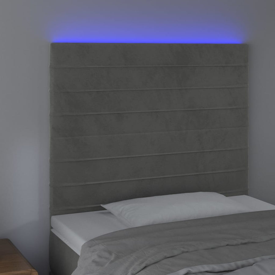 Hoofdbord Led Fluweel 80 x 5 x 118/128 cm Lichtgrijs