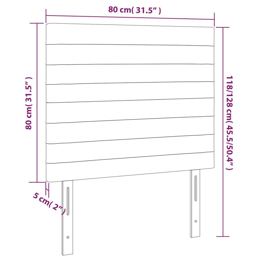 Hoofdbord Led Fluweel 80 x 5 x 118/128 cm Lichtgrijs