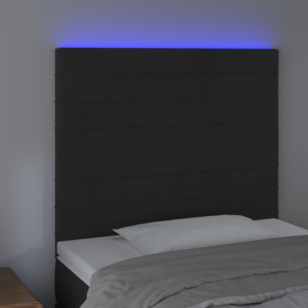 Hoofdbord LED 80x5x118/128 cm fluweel zwart 80 x 5 x 118/128 cm Zwart
