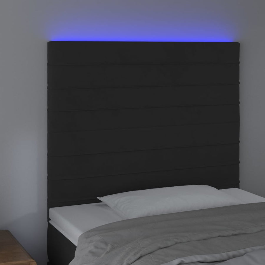 Hoofdbord LED 80x5x118/128 cm fluweel zwart 80 x 5 x 118/128 cm Zwart