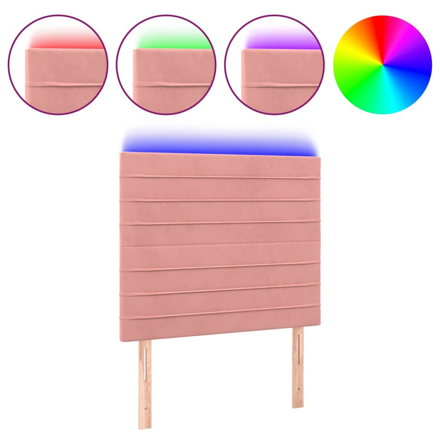 Hoofdbord LED 80x5x118/128 cm fluweel roze 80 x 5 x 118/128 cm Roze