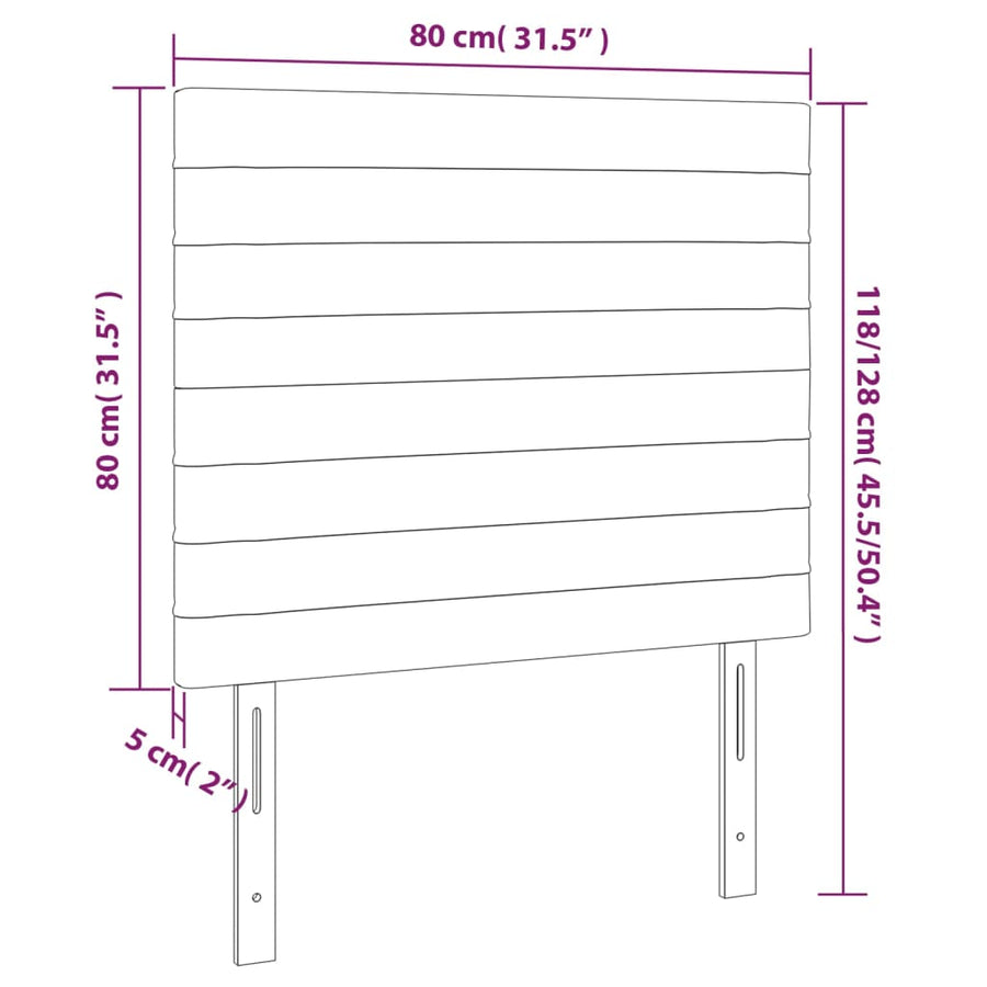 Hoofdbord LED 80x5x118/128 cm fluweel roze 80 x 5 x 118/128 cm Roze
